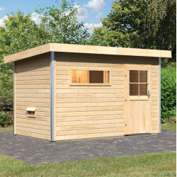 Sauna exterior de madera maciza SKROLLAN 1 para 4-6 personas - puerta clásica - KARIBU