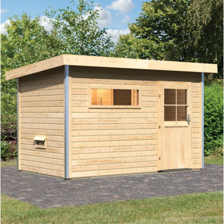 Sauna exterior de madera maciza SKROLLAN 1 para 4-6 personas - puerta clásica - KARIBU