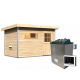 Sauna exterior de madera maciza SKROLLAN 1 para 4-6 personas - puerta clásica - estufa con control externo 9000W - KARIBU