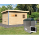 Sauna exterior Skrollan 3 para 6-8 personas - puerta clásica y vestíbulo - estufa con control externo 9000W - Karibu