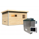 Sauna exterior Skrollan 3 para 6-8 personas - puerta clásica y vestíbulo - estufa con control externo 9000W - Karibu