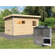Sauna exterior Skrollan 3 para 6-8 personas - puerta clásica y vestíbulo - estufa Easy Bio 9000W - Karibu