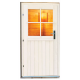 Sauna exterior antracita Skrollan 3 para 6-8 personas - puerta clásica y vestíbulo - Karibu