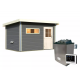 Sauna exterior antracita Skrollan 3 para 6-8 personas - puerta clásica y vestíbulo - estufa con control externo 9000W - Karibu