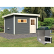 Sauna exterior antracita Skrollan 3 para 6-8 personas - puerta clásica y vestíbulo - estufa con control externo 9000W - Karibu
