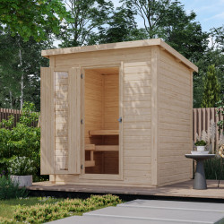 Sauna exterior de madera sin tratar Hytti para 2-4 personas - Karibu