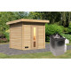 Sauna exterior de madera sin tratar Hytti para 2-4 personas - estufa con control integrado 9000W - Karibu