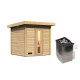 Sauna exterior de madera sin tratar Hytti para 2-4 personas - estufa con control integrado 9000W - Karibu