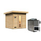Sauna exterior de madera sin tratar Hytti para 2-4 personas - estufa Easy Bio de 9000W - Karibu