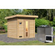 Sauna exterior de madera sin tratar Hytti para 2-4 personas - estufa Easy Bio de 9000W - Karibu