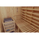 Sauna de exterior de madera en forma de barril, 2-4 plazas, con frente acristalado, estufa de 6 kW y tejas asfálticas – SNÖ