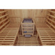 Sauna de exterior de madera en forma de barril, 2-4 plazas, con frente acristalado, estufa de 6 kW y tejas asfálticas – SNÖ