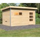 Sauna exterior Skrollan 3 con puerta moderna y vestíbulo - 6 a 8 plazas 38mm KARIBU