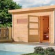 Sauna exterior Skrollan 3 con puerta moderna y vestíbulo - 6 a 8 plazas 38mm KARIBU