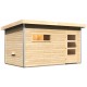 Sauna exterior Skrollan 3 con puerta moderna y vestíbulo - 6 a 8 plazas 38mm KARIBU